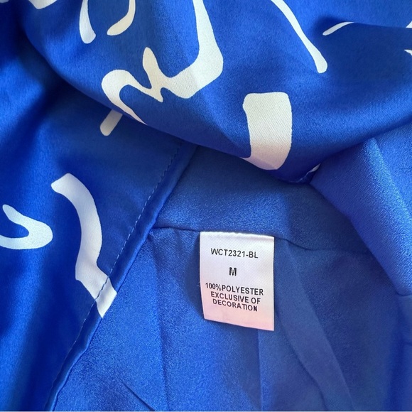 THML Serpentine Sway Satin Blue White Maxi Dress M - Picture 10 of 11